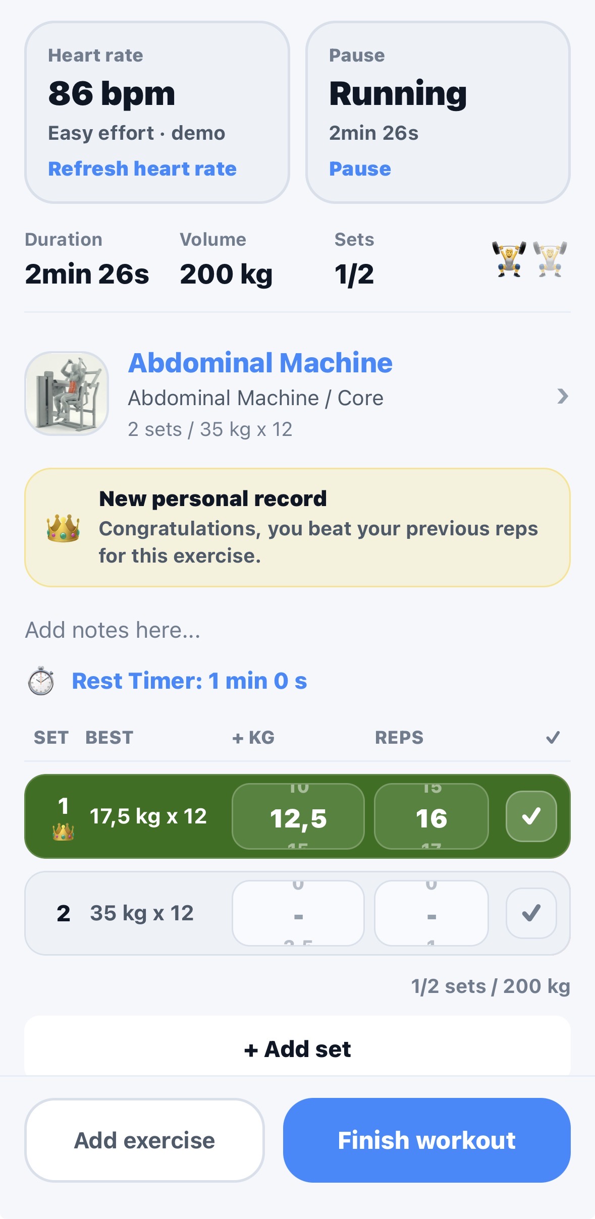 REPZO workout logging light preview